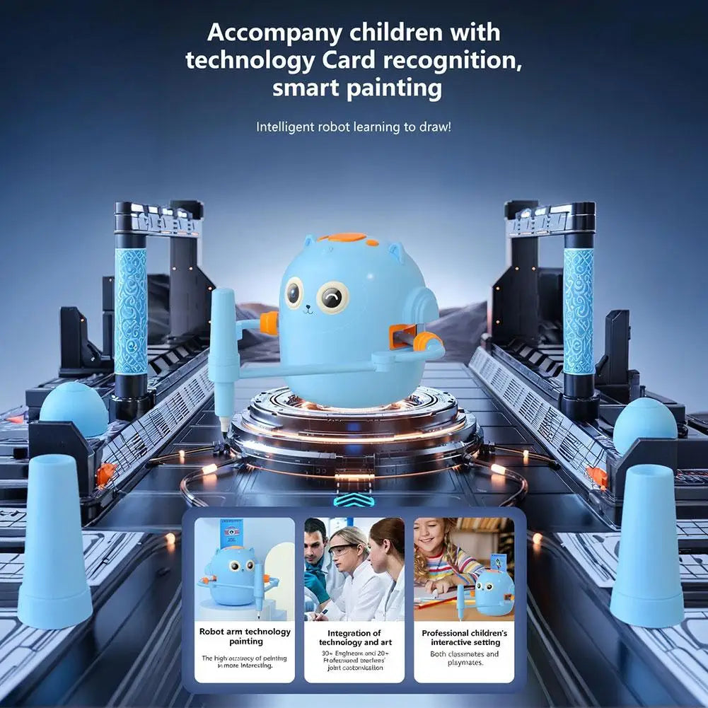 Drawing Robot for Kids Voice Interactive Educational Smart Art Painting Machine Montessori Painting Learning Toys Pink/Blue