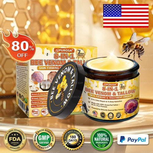🌿𝐏𝐔𝐑𝐎𝐒𝐀® 8-𝑰𝒏-1 𝑩𝒆𝒆 𝑽𝒆𝒏𝒐𝒎 & 𝑻𝒂𝒍𝒍𝒐𝒘 𝑺𝒌𝒊𝒏 𝑭𝒊𝒓𝒎𝒊𝒏𝒈 & 𝑻𝒓𝒆𝒂𝒕𝒎𝒆𝒏𝒕 𝑪𝒓𝒆𝒂𝒎 Anti-aging, Hydrating, Skin Repair, Even Tone, Acne and Dark Spot Treatment, Wart and Mole Removal, Psoriasis Relief
